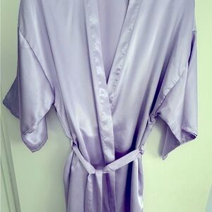 Elegant Lavender Satin Robe